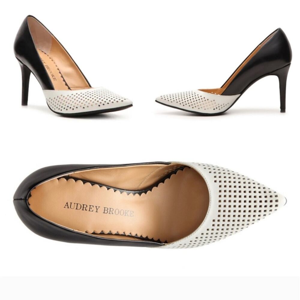 Audrey Brooke SLOAN Pointy Toe Black & White Pumps
